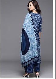 Elegant Indigo Printed Kurti Set with Dupatta