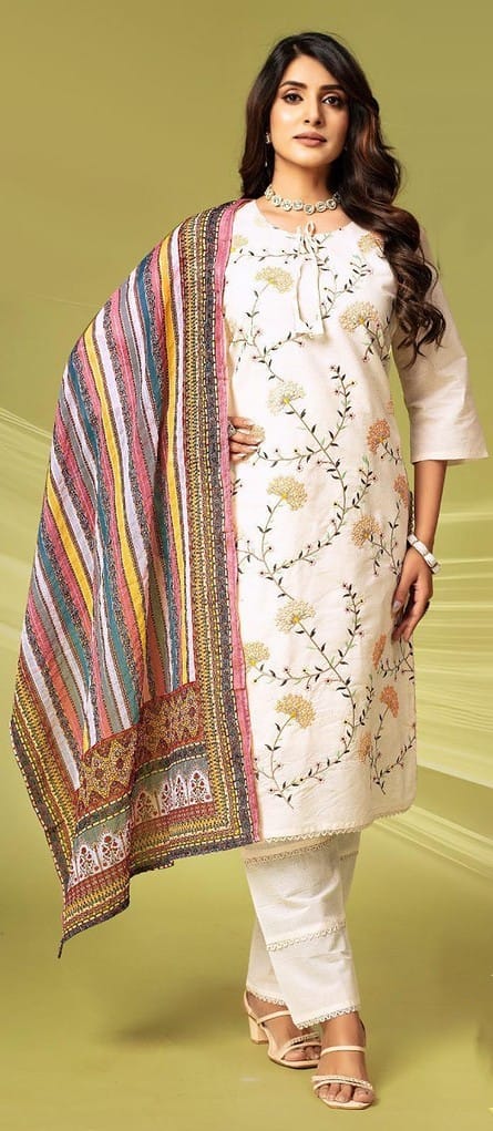 Elegant White Embroidered Salwar Suit
