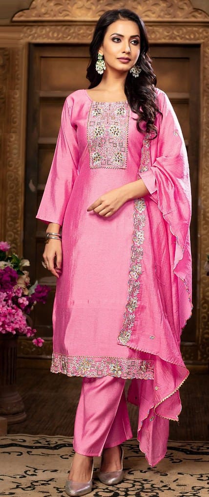 Pink Embroidered Salwar Suit